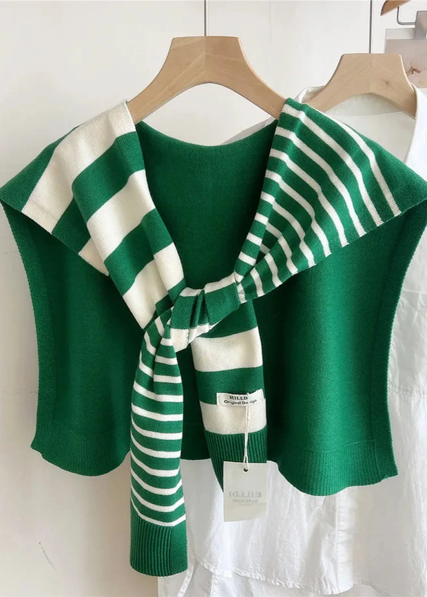 Michelle Shawl - Green & White Striped