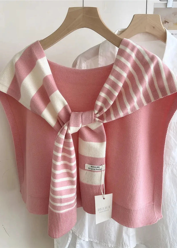 Michelle Shawl - Pink & White Striped