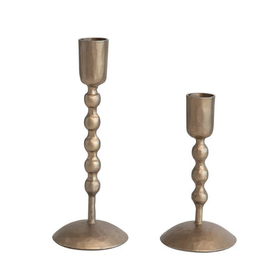 Iron Taper Holders, Antique Brass Finish, Set of 2