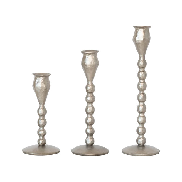 Hand-Forged Cast Iron Ball Taper Holders, Set of 3