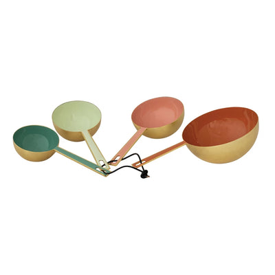 Enameled Measuring Cups with Leather Tie