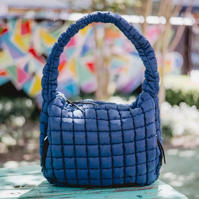 Gwen Quilted Hobo Bag - Navy