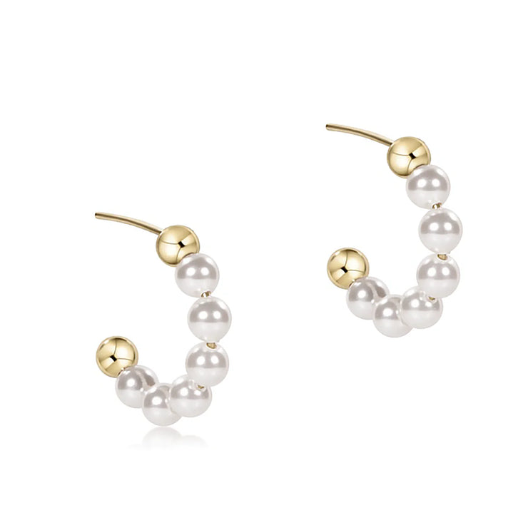 Beaded Classic 1" Post Hoop - 4mm Pearl