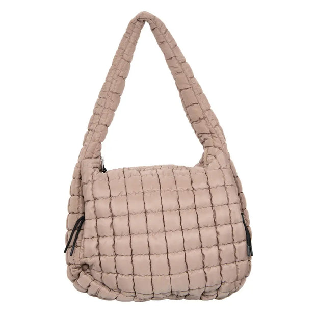 Gwen Quilted Hobo Bag - Tan