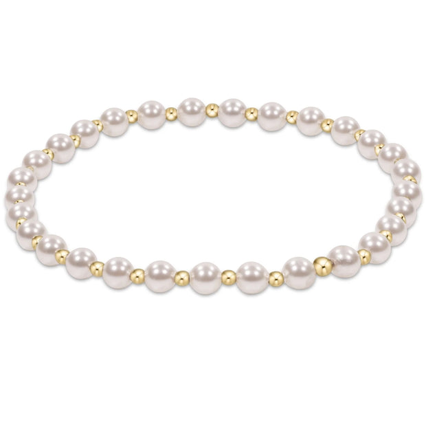 Classic Grateful Pattern 4mm Beaded Bracelet - Pearl