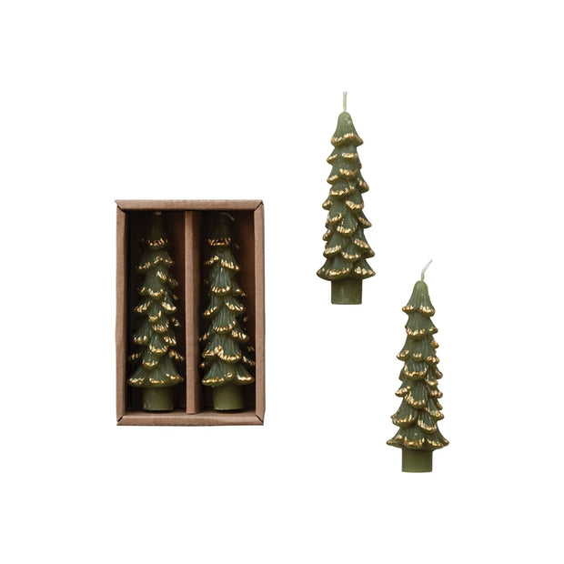 Unscented Tree Shaped Taper Candles Set of 2
