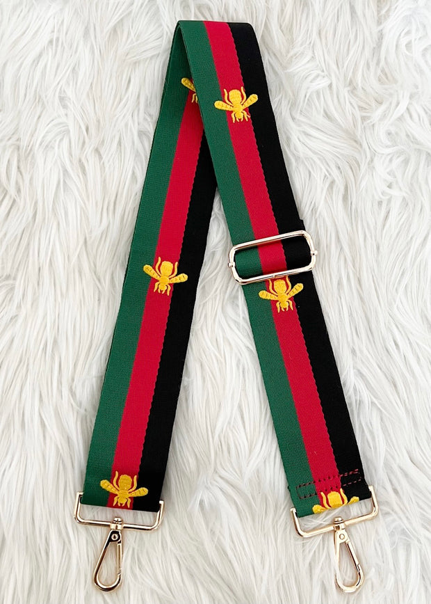 Black/Red/Green with Yellow Bee Stripe