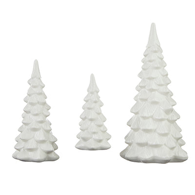 Set of 3 White Ceramic Trees