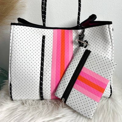 Striped Neoprene Tote Bag