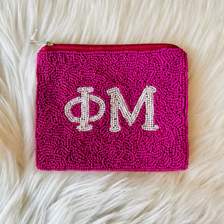 Phi Mu Beaded Pouch