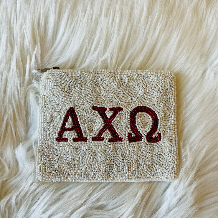 Alpha Chi Omega Beaded Pouch
