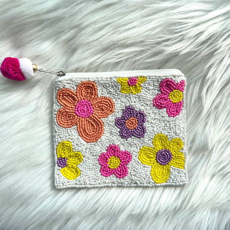 Fun Flowers Beaded Pouch