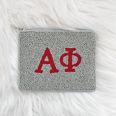 Alpha Phi Beaded Pouch