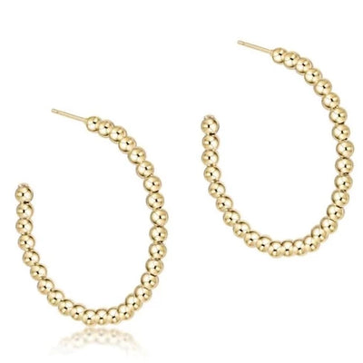 Beaded Classic 1.25" Post Hoop - 3mm Gold