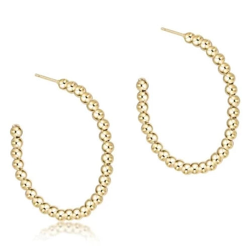 Beaded Classic 1.25" Post Hoop - 3mm Gold