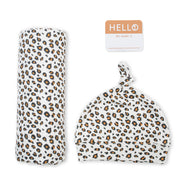 Lulujo Hello World Hat & Swaddle Set – Leopard