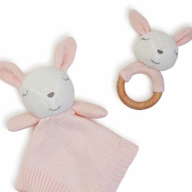 Bunny Snuggle & Rattle Set