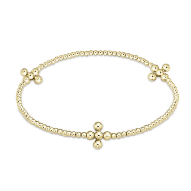 Signature Cross 2mm Gold Bead Bracelet - Gold