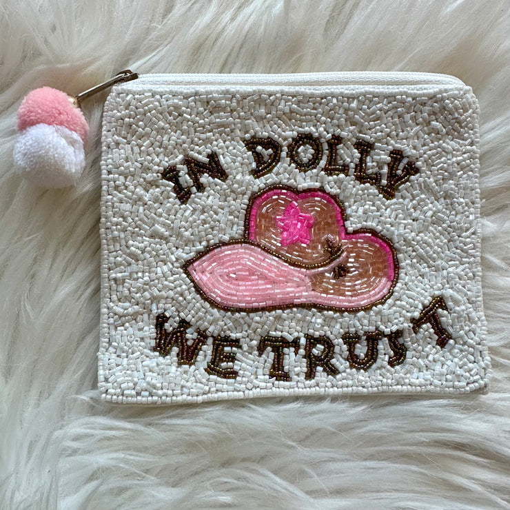 In Dolly We Trust Beaded Pouch