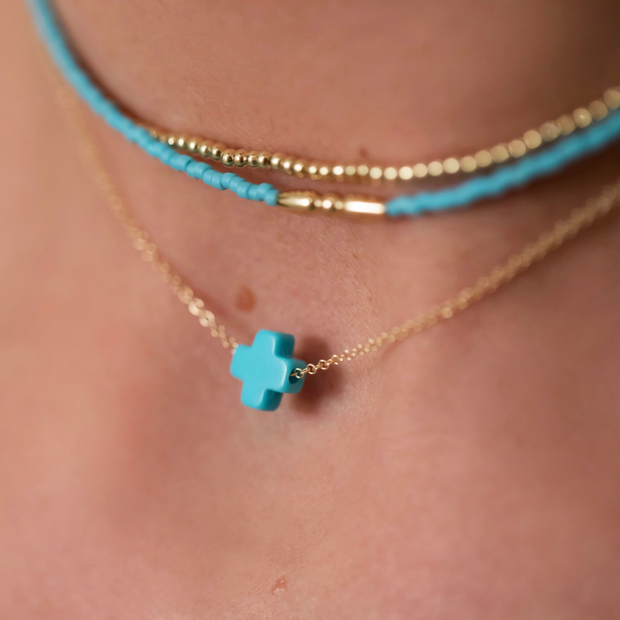 16" Signature Cross Necklace - Turquoise