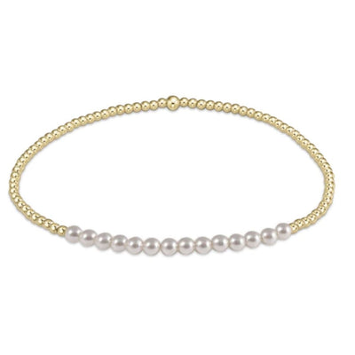 Gold Bliss 2mm Bead Bracelet - Pearl