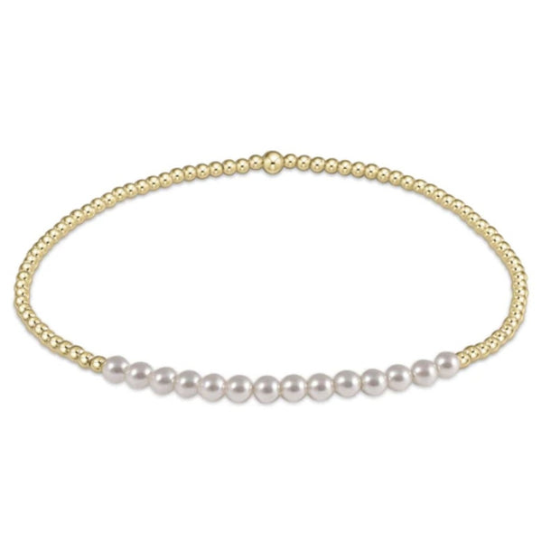 Gold Bliss 2mm Bead Bracelet - Pearl